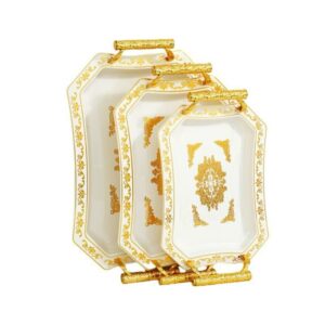 Plateaux en Plastique 3 pcs avec poignée Dorées